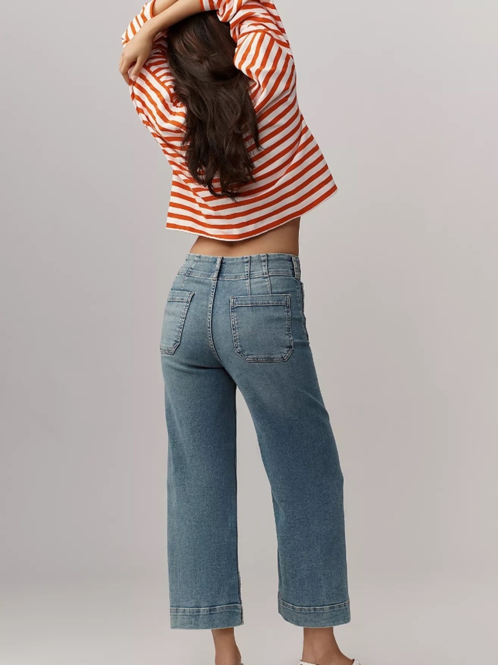Maeve Light Blue Wide-Leg Crop Jeans